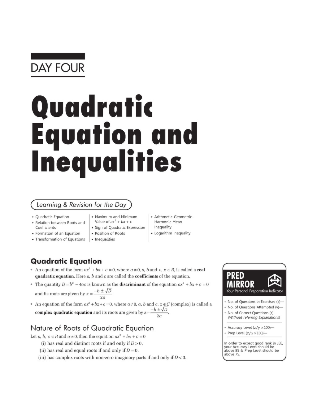 Quadratic equation and inequalities sir odia